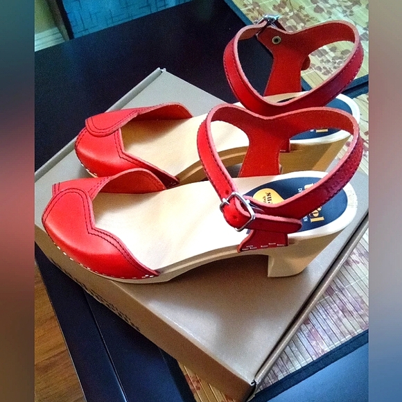 Swedish Hasbeens Shoes - Swedish Hasbeens Red Heart Sandals